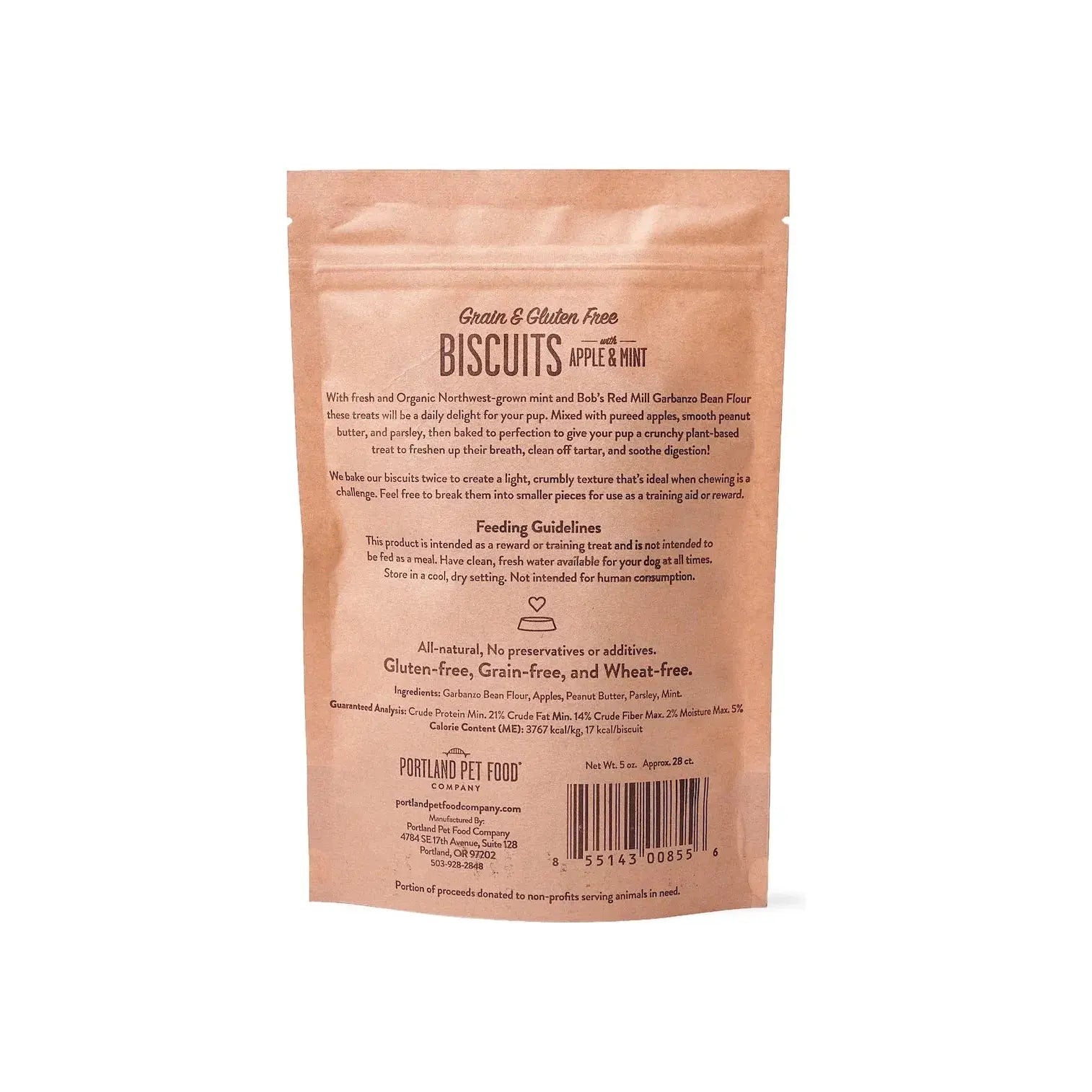 Portland Pet Food Co. Organic Grain & Gluten-Free Apple Mint Dog Biscuit Treats