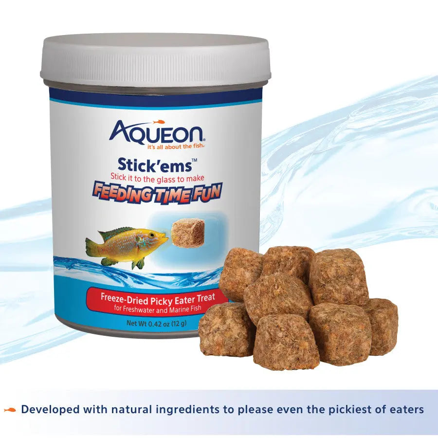 Aqueon Stick'ems Freeze-Dried Treats for Freshwater and Marine Fish - Premium Brine and Mysis Shrimp Fish Food