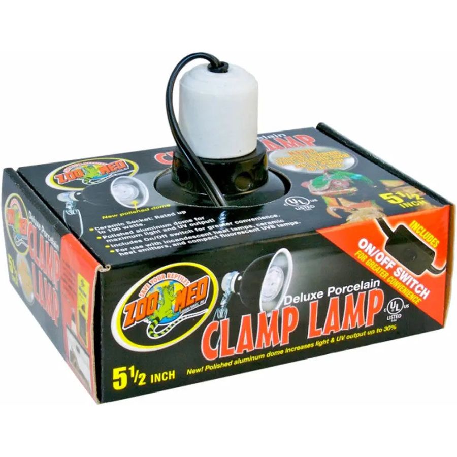 Zoo Med Black Deluxe Porcelain Clamp Lamp Fixture in Multiple Sizes