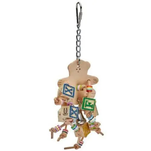 AE Cage Company Happy Beaks Assorted Bird Toy - Leather Bear with ABC Blocks