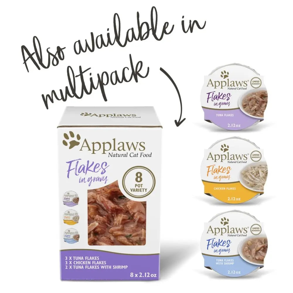 Applaws All - Natural Wet Cat Food with Tuna Flakes in Gravy, 2.12 - ounce Pots, Pack of 18