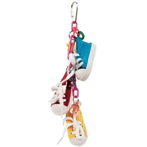 A&E Cage Company's Colorful Happy Beaks Sneakers Bird Toy on a Chain