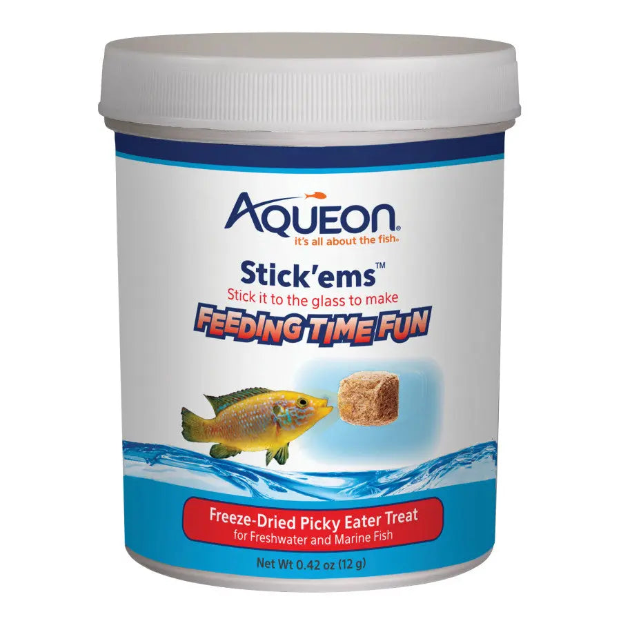 Aqueon Stick'ems Freeze-Dried Treats for Freshwater and Marine Fish - Premium Brine and Mysis Shrimp Fish Food