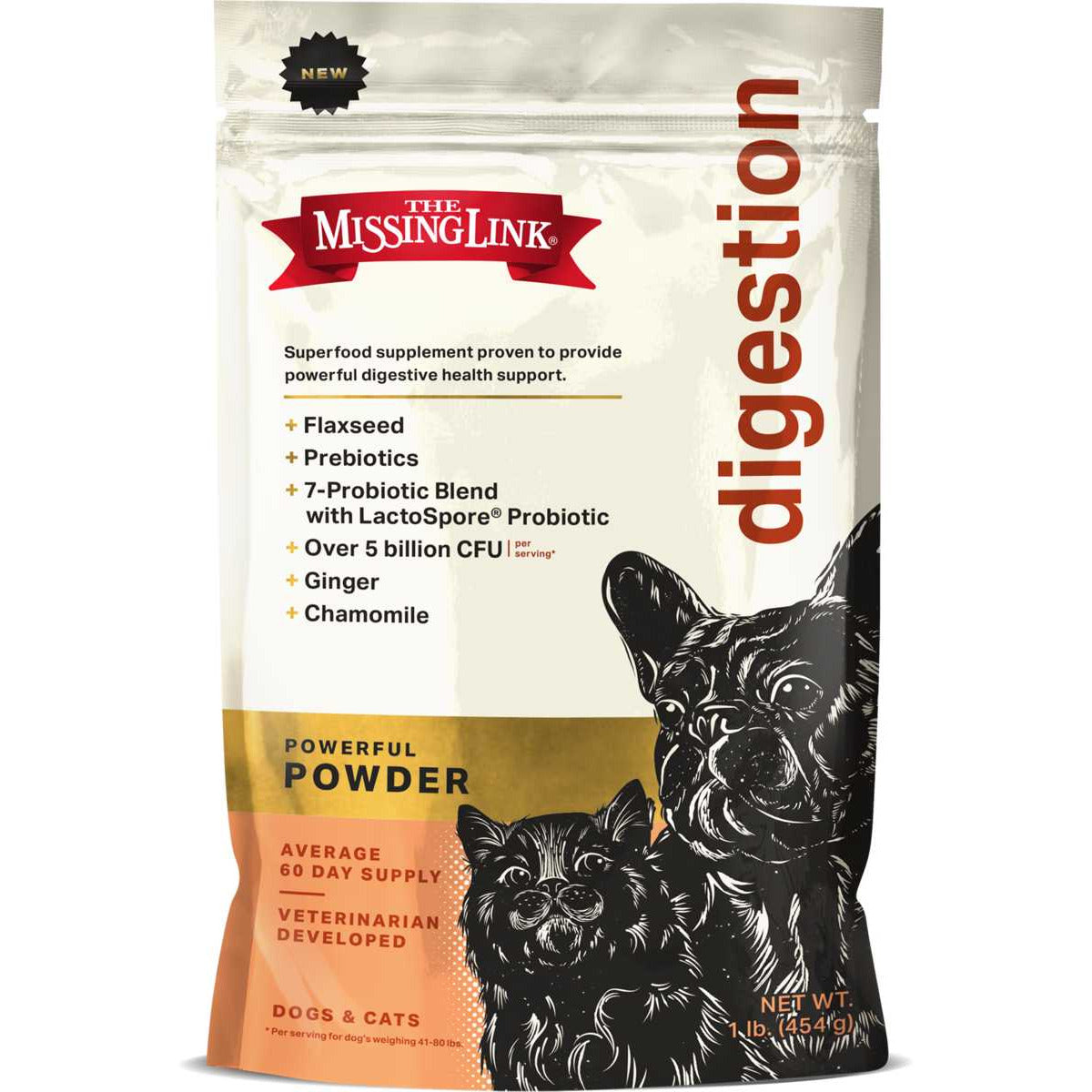 Missing Link Original Vegetarian Digestive Supplement for Dogs and Cats, 1 Pound