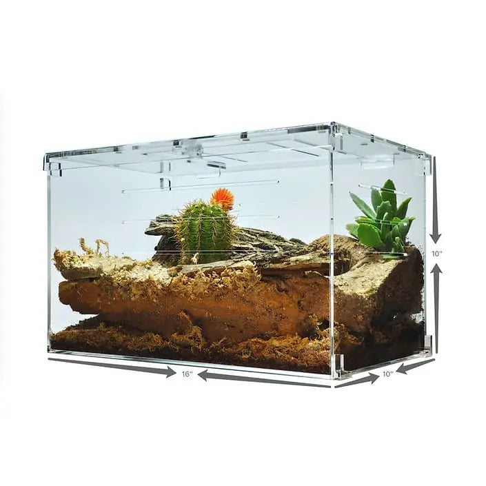 Large Transparent Acrylic Two-Way Enclosure for Reptile Breeding Terrarium Cage Tank