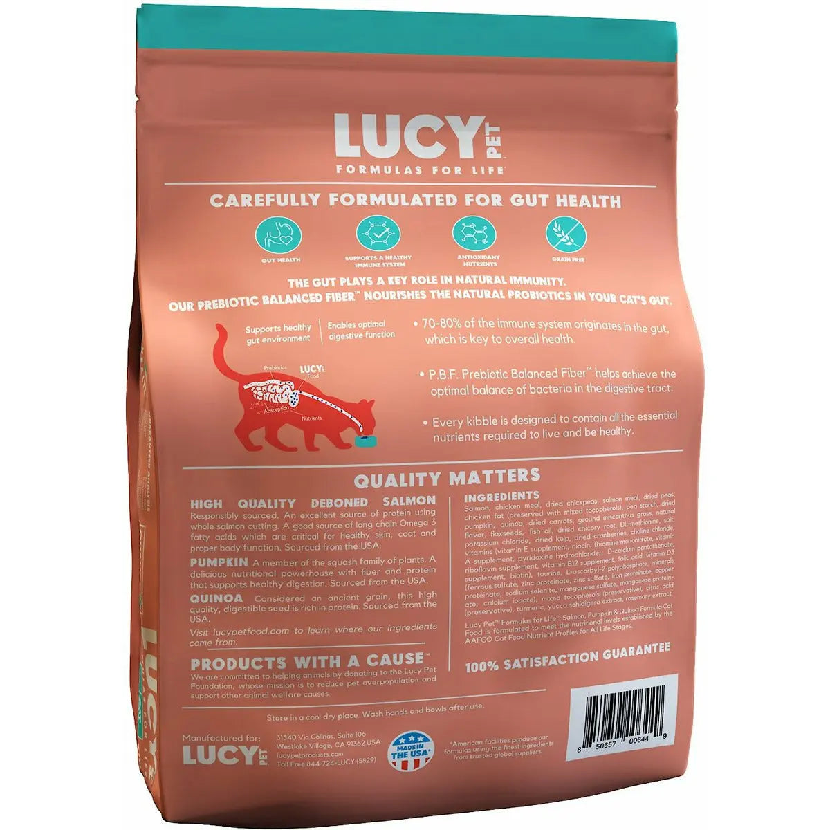Lucy Pet Products Formulas for Life Premium Dry Cat Food with Wild Alaskan Salmon, Nutritious Pumpkin & High - Quality Quinoa