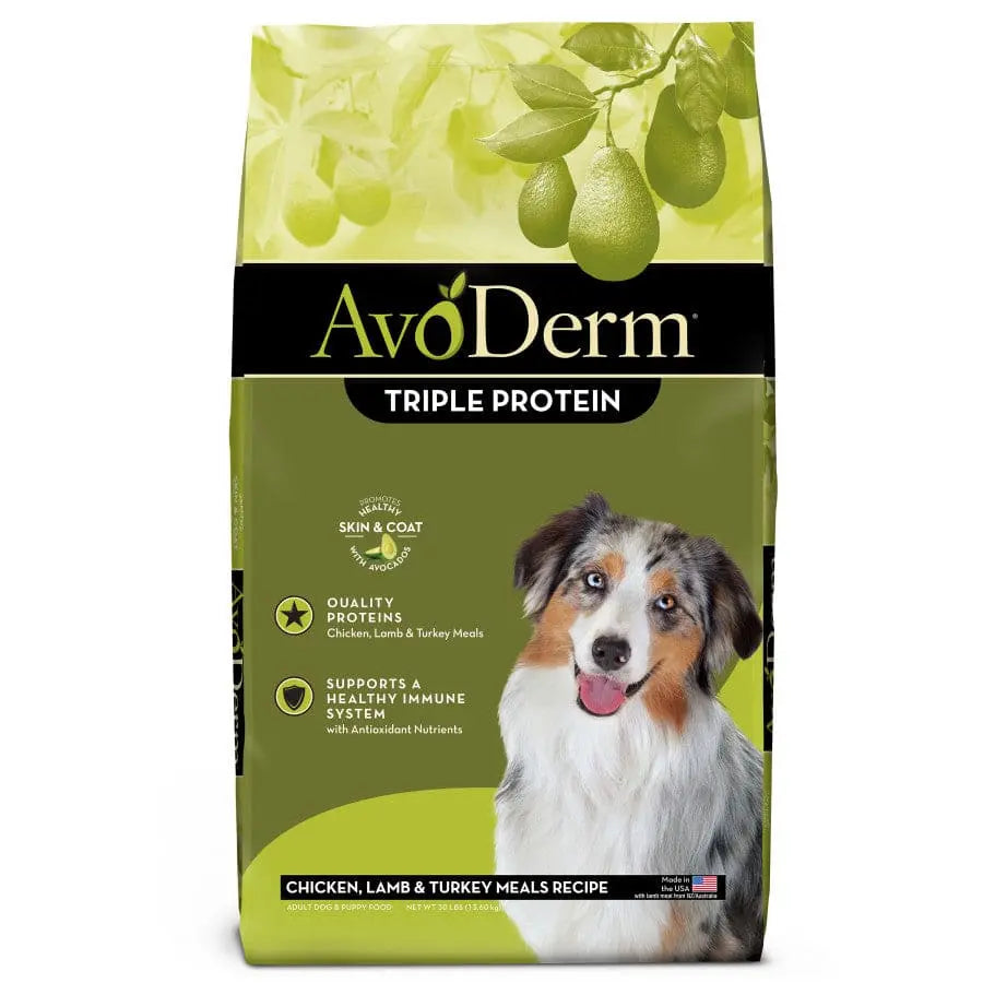 AvoDerm 30 lb Natural Dry Dog Food with Triple Protein Meal Formula