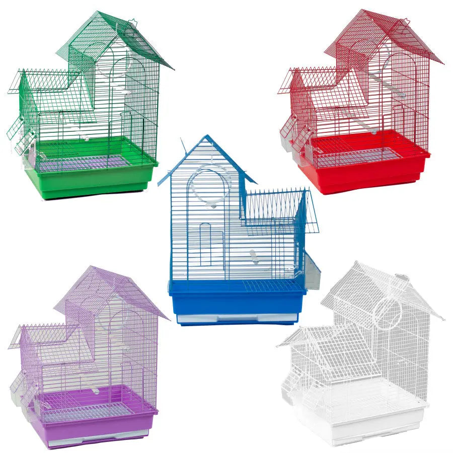 A & E Cages 6-Pack Assorted Happy Beaks House Top Bird Cages, 14In X 11In X 18In