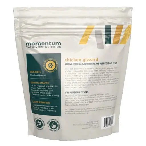 1.9oz All - Natural Freeze - Dried Momentum Chicken Gizzard Cat Treats