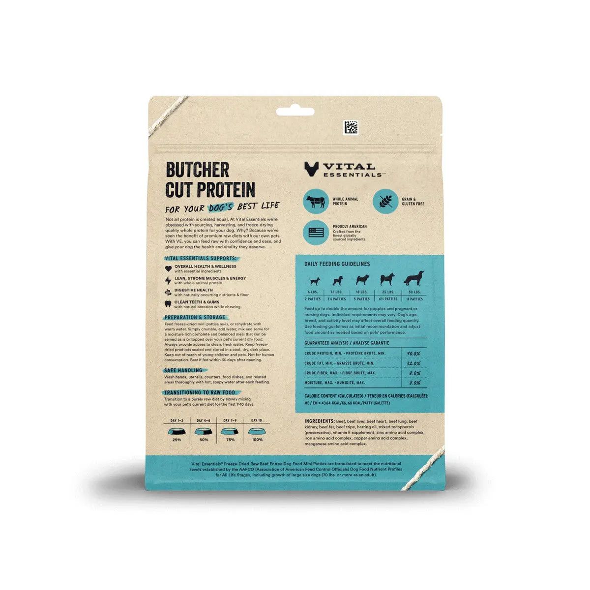 Vital Essentials® 14 oz Freeze-Dried Mini Beef Patties for Dog Raw Diet