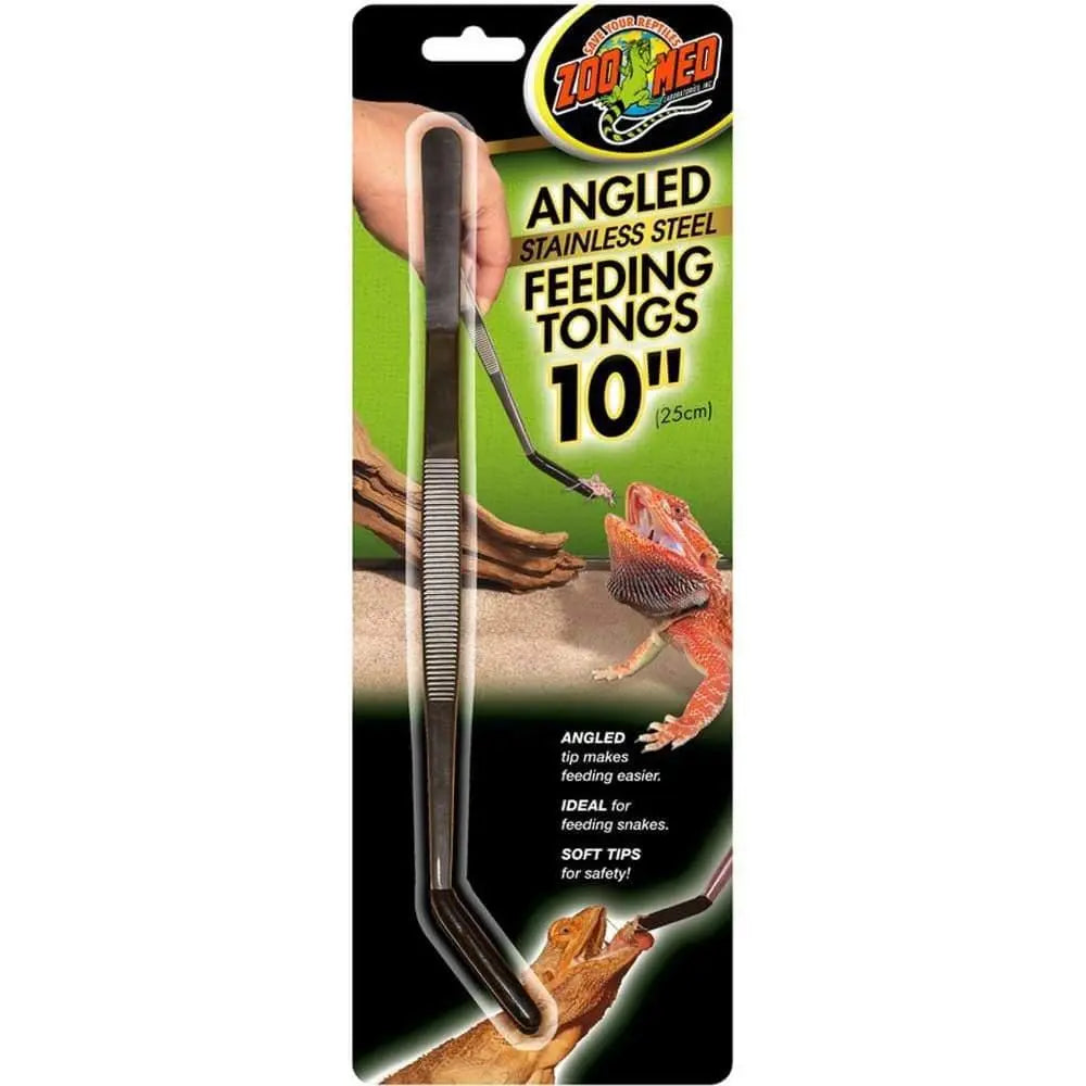 Zoo Med Angled Durable Stainless Steel Tongs for Pet Feeding