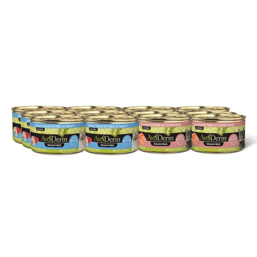 AvoDerm Grain - Free Wet Canned Cat Food Seafood Variety Pack, 12 Cans