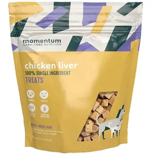 Momentum Carnivore Nutrition Premium Freeze - Dried Raw Chicken Liver Dog Treats for Canine Delight