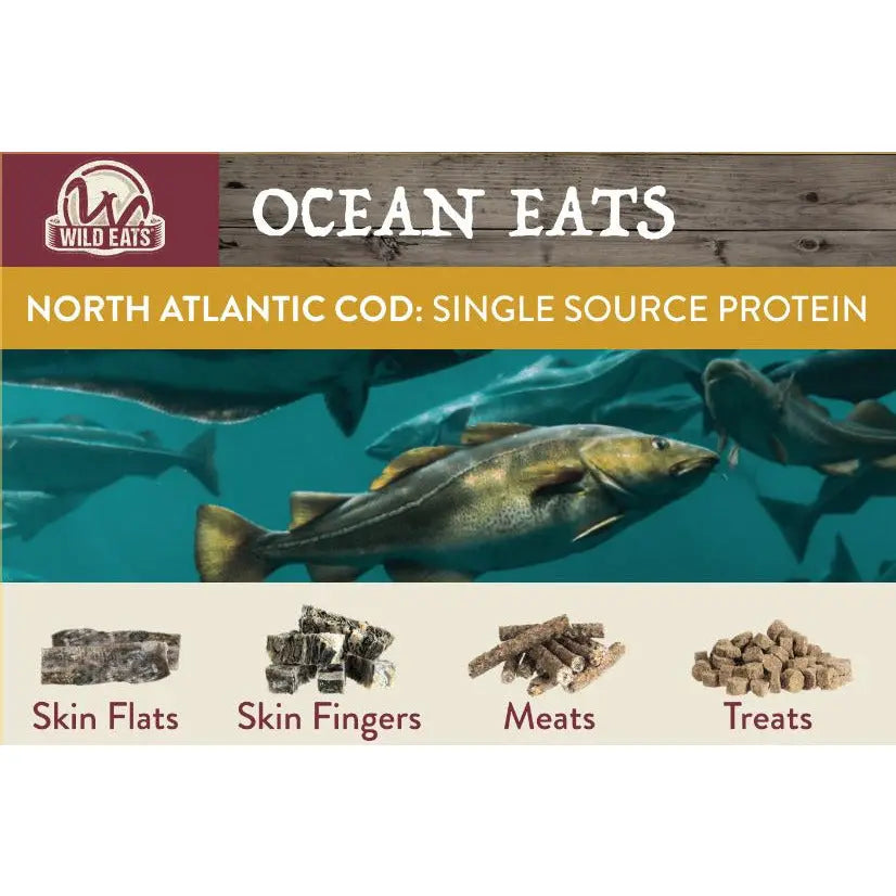 Wild Eats All - Natural Wild - Caught North Atlantic Cod Skin Flats Dog Treats, Pack of 6