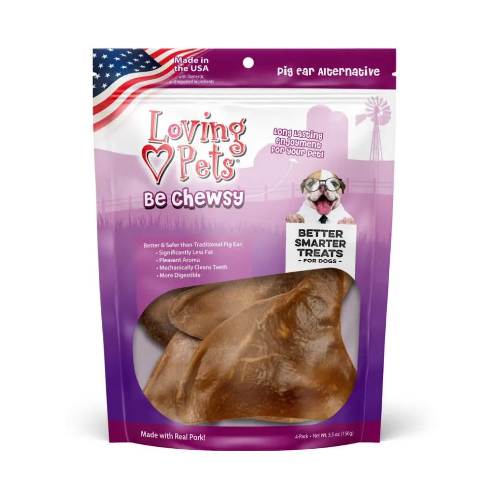 Loving Pets Be Chewsy Digestible Real Pork Pig Ear Dog Treats Made in USA