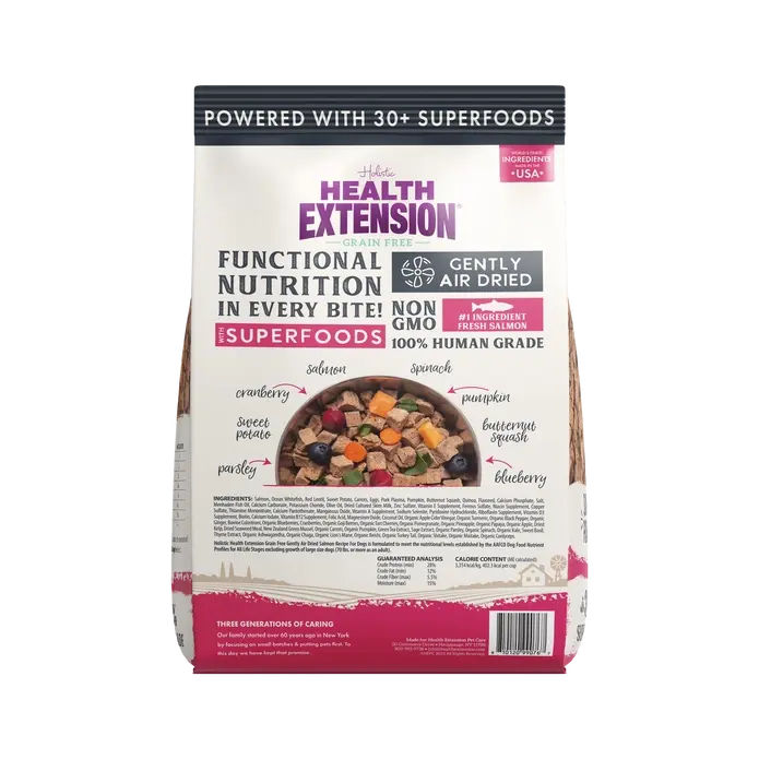 Healthy Dog Food - Health Extension Gently Air Dried Salmon Recipe, 2 Pound Bag