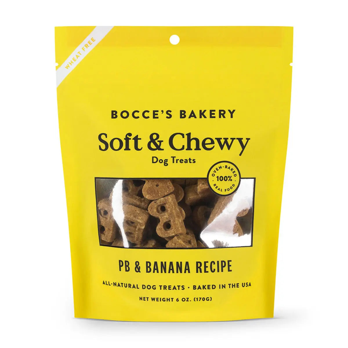 Bocce's Bakery Soft and Chewy Peanut Butter & Banana Dog Treats - 6 Ounce Package