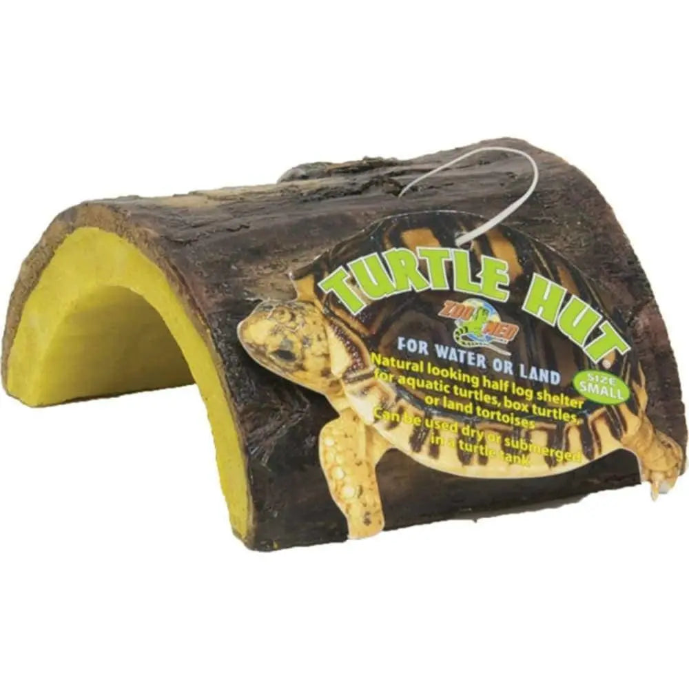 Zoo Med Brown and Yellow Colored Ceramic Turtle Hideout Hut for Reptiles