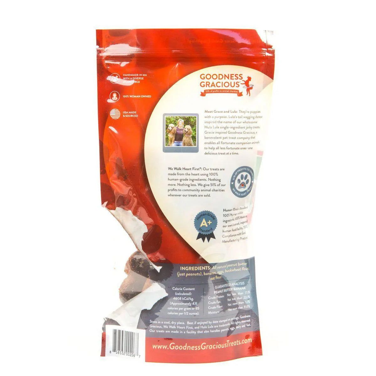 Delicious Goodness Gracious All - Natural Peanut Butter and Banana Flavored Dog Biscuit Cookies, 8 - ounce Package