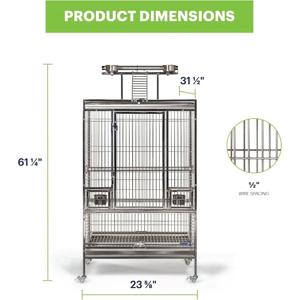 Prevue Pet Products Premium Large-Scale Stainless Steel Bird Cage with Play Top