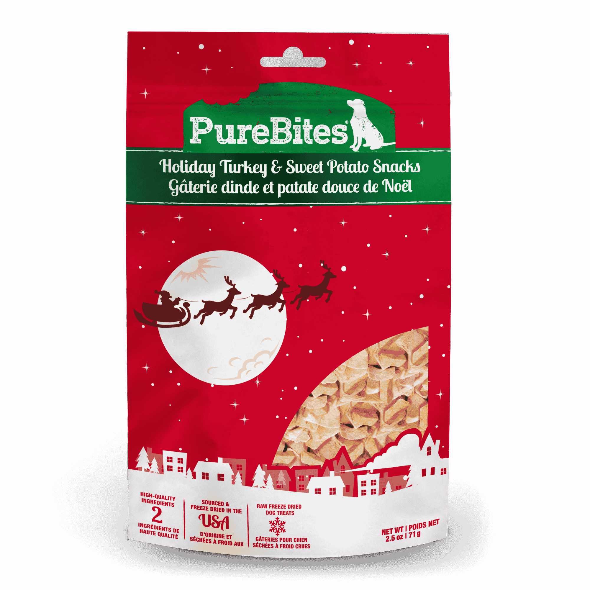PureBites Festive Season Freeze - Dried Turkey and Sweet Potato Dog Treats, 2.5 oz Package