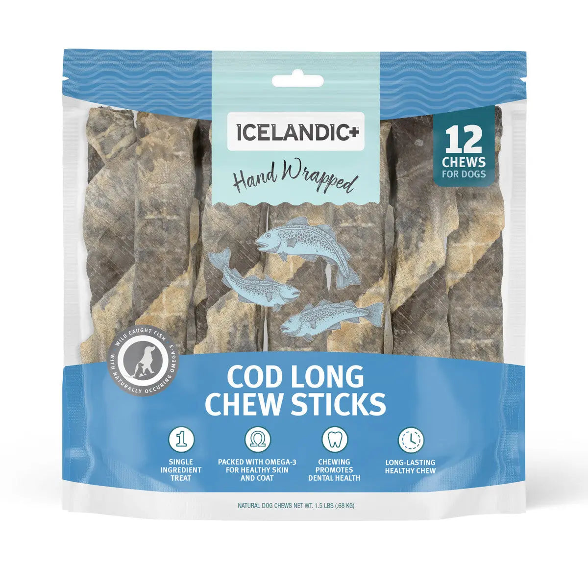 Icelandic Premium Cod Skin Hand - Wrapped Dog Chew Treats