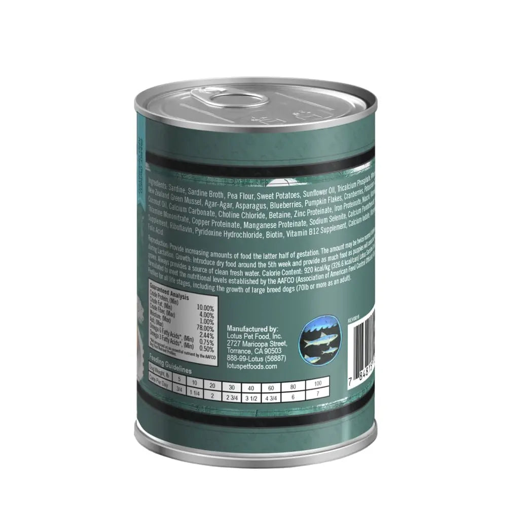 Grain-Free Canned Dog Food - Lotus Sardine Loaf, Pack of 12 Cans, Each 12.5 Ounces