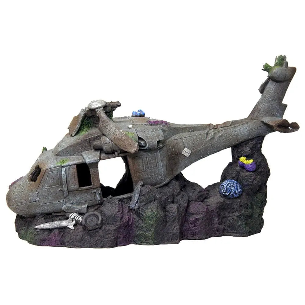 Blue Ribbon Brand Pet Aquarium Decorations - Realistic Hand - crafted Sunken Helicopter Ornaments