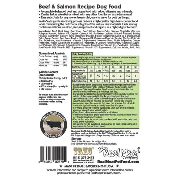 The Real Meat Company 2lb Air - Dried Dog Food with Beef and Salmon