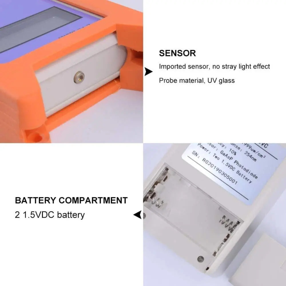 Professional Handheld UV Radiation Meter for UVC Luminosity Measurement in Terrariums