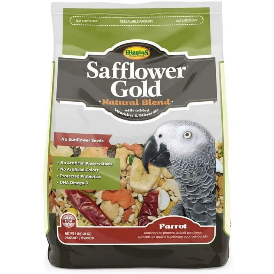 Higgins Premium Safflower Gold Fortified Parrot Food, 3-Pound Package