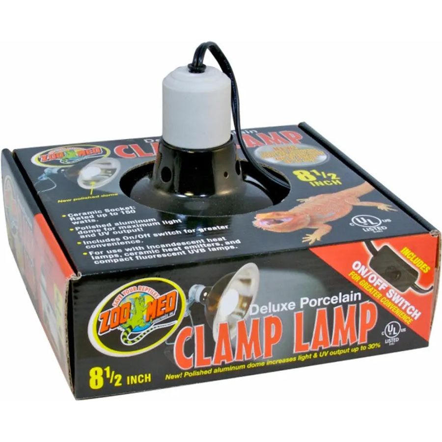 Zoo Med Black Deluxe Porcelain Clamp Lamp Fixture in Multiple Sizes