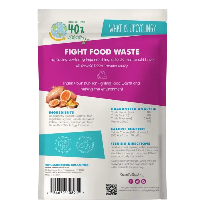 Health Extension Impawfect Soft & Chewy Dog Treats with Sweet Potato and Turmeric Flavor for Optimal Hip & Joint Support - 4.5oz
