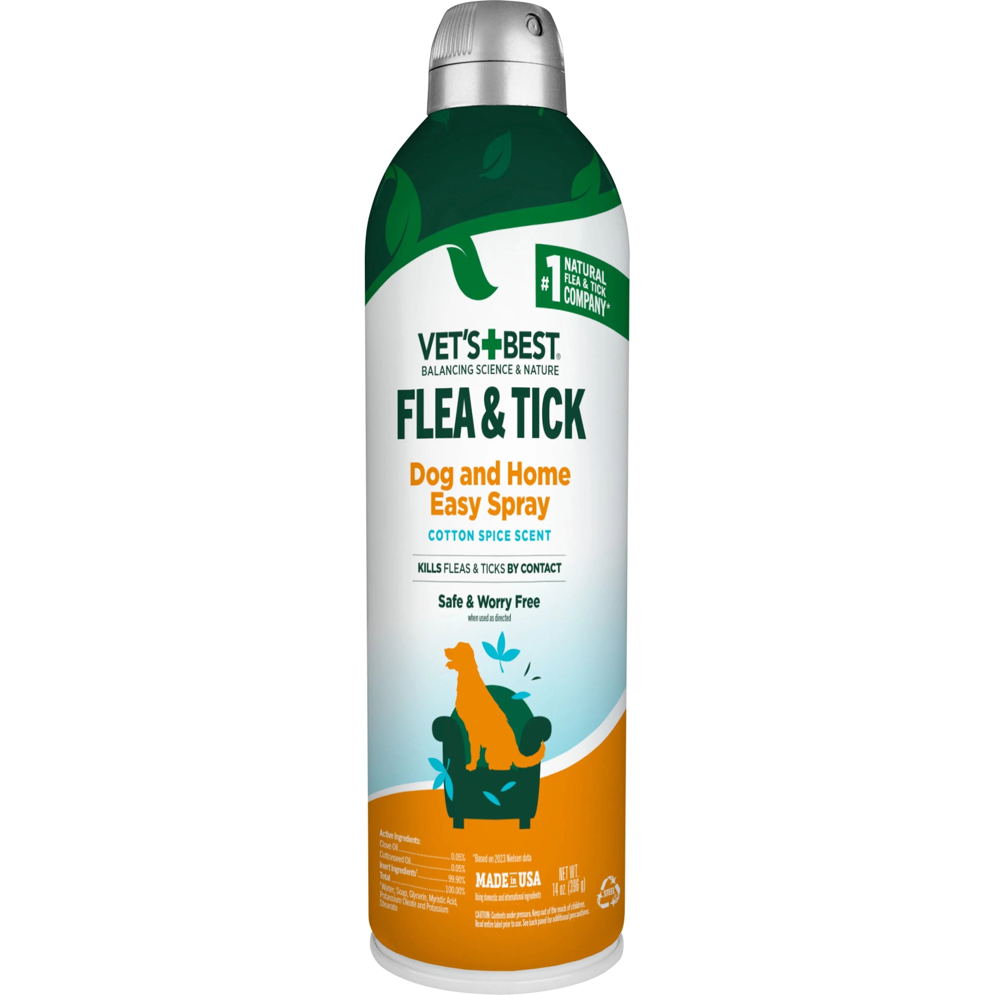 Vet's Best Premium Flea and Tick Spray for Dogs and Homes with a Refreshing Cotton Spice Scent