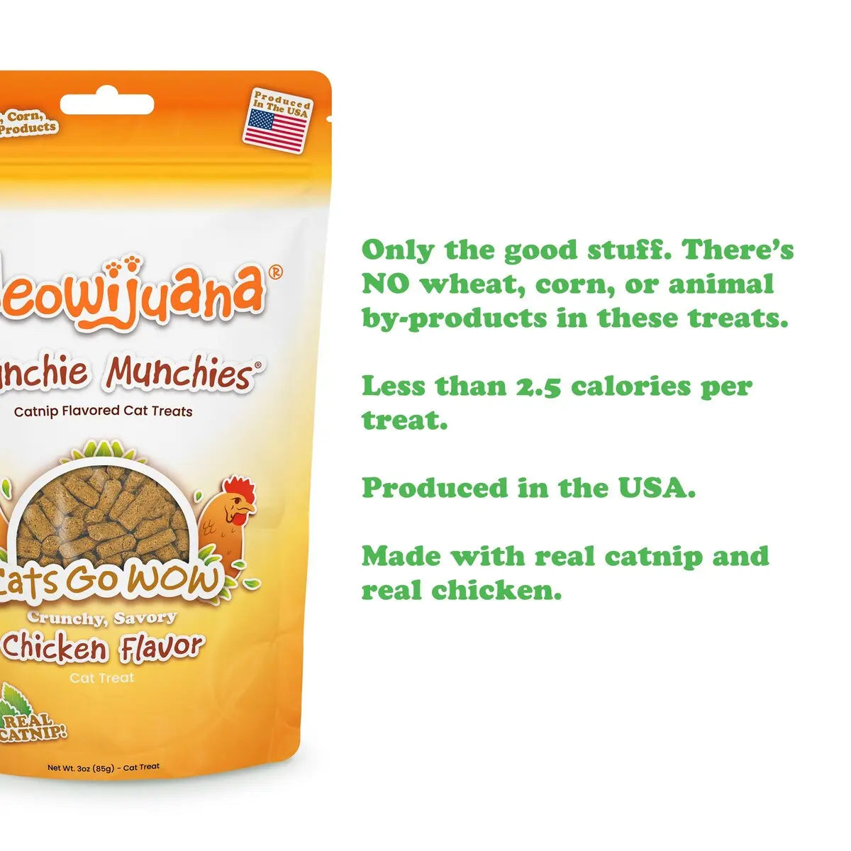 Meowijuana 3 Oz Crunchy Chicken & Catnip Flavored Cat Treats