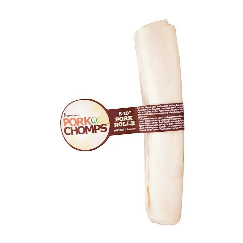 Pork Chomps™ 8-Inch Single Baked Pork Skin Roll Dog Treats