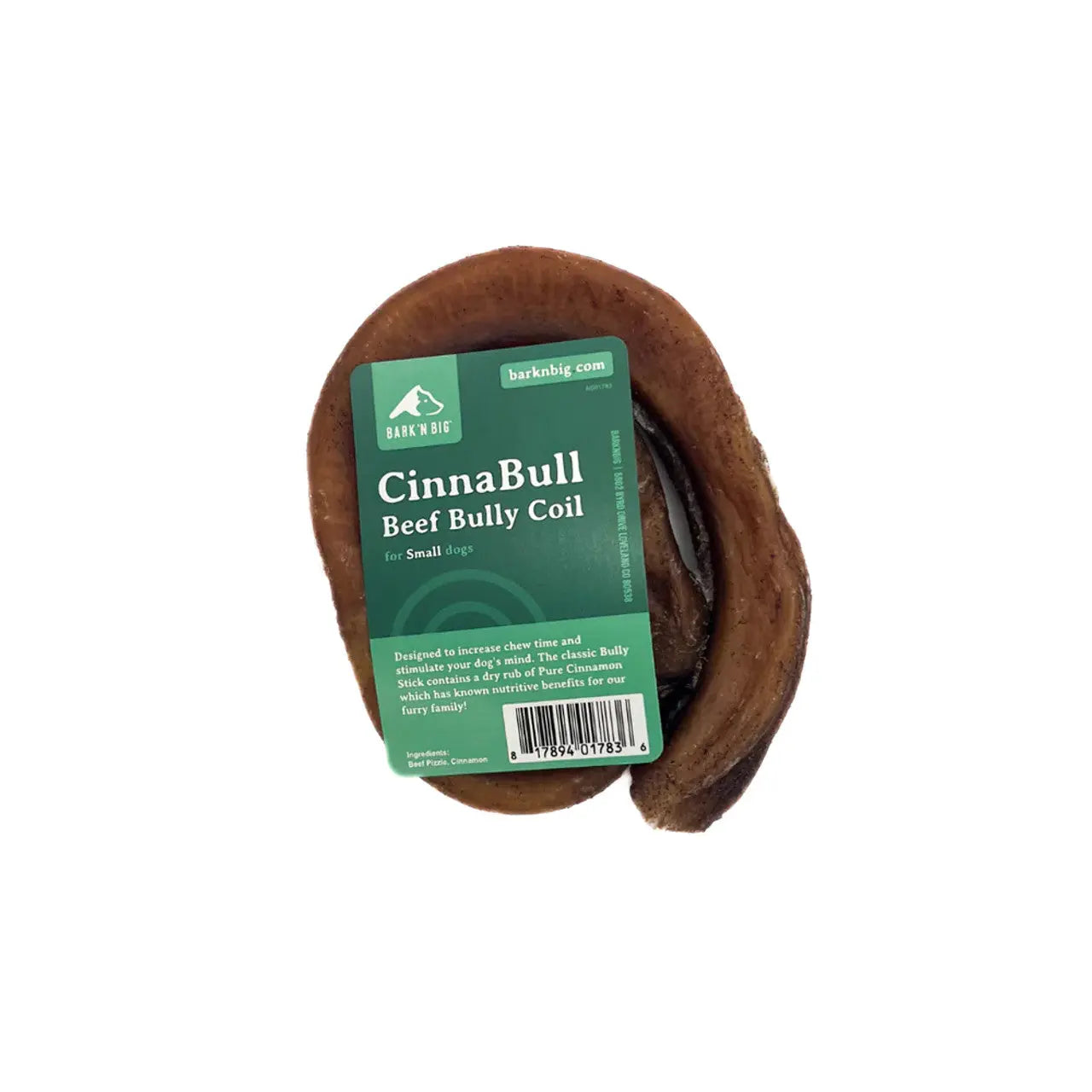 BarkNBig CinnaBull Single-Pack Bully Coil Dog Treats - Aromatic & Long-Lasting