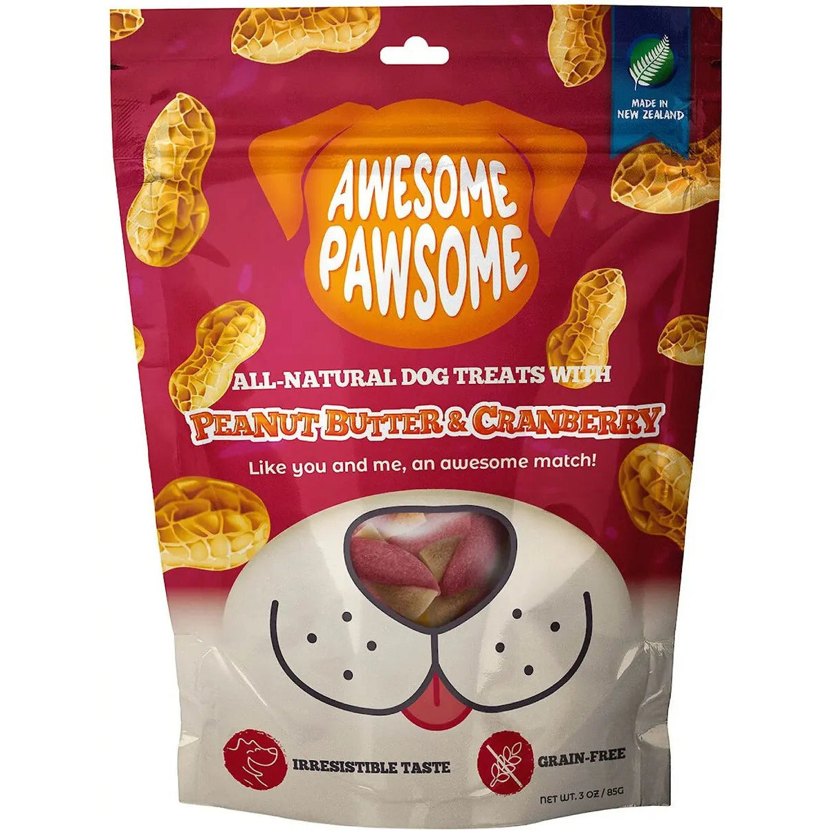 Delicious All - Natural Peanut Butter and Cranberry Dog Treats, 3 - Ounce Package