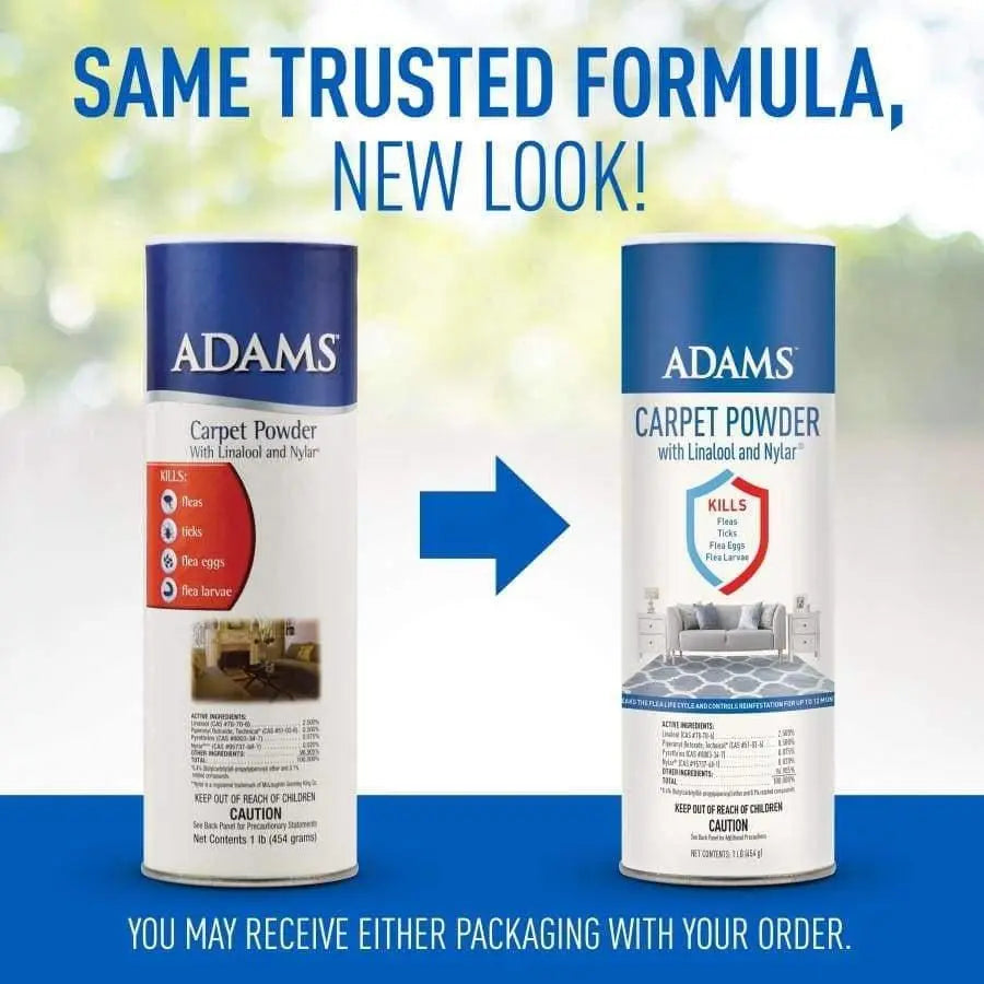 16 oz Adams Carpet Powder with Linalool and Nylar for Flea and Tick Control