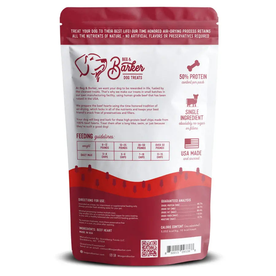 Beg & Barker Premium Air - Dried Beef Heart Chip Dog Treats