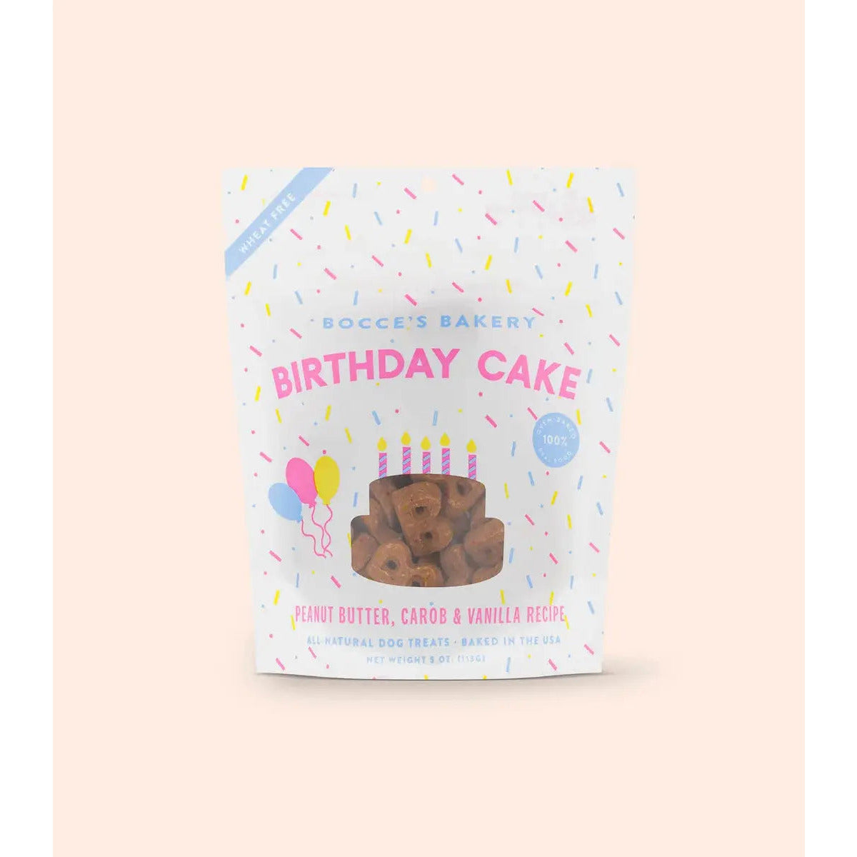 5oz Bocce's Bakery Wheat - Free Dog Treats: Birthday Cake Biscuits