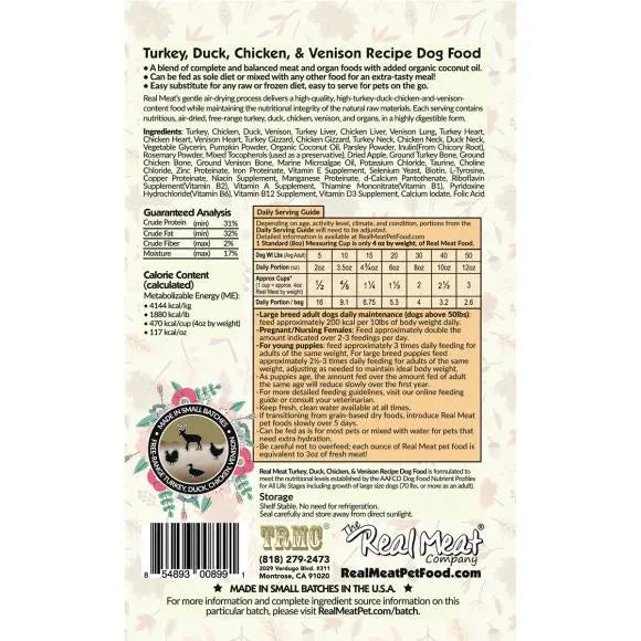 The Real Meat Company Premium Air-Dried Turduckenson Dog Food - 2 Pound Bag for Canine Delight