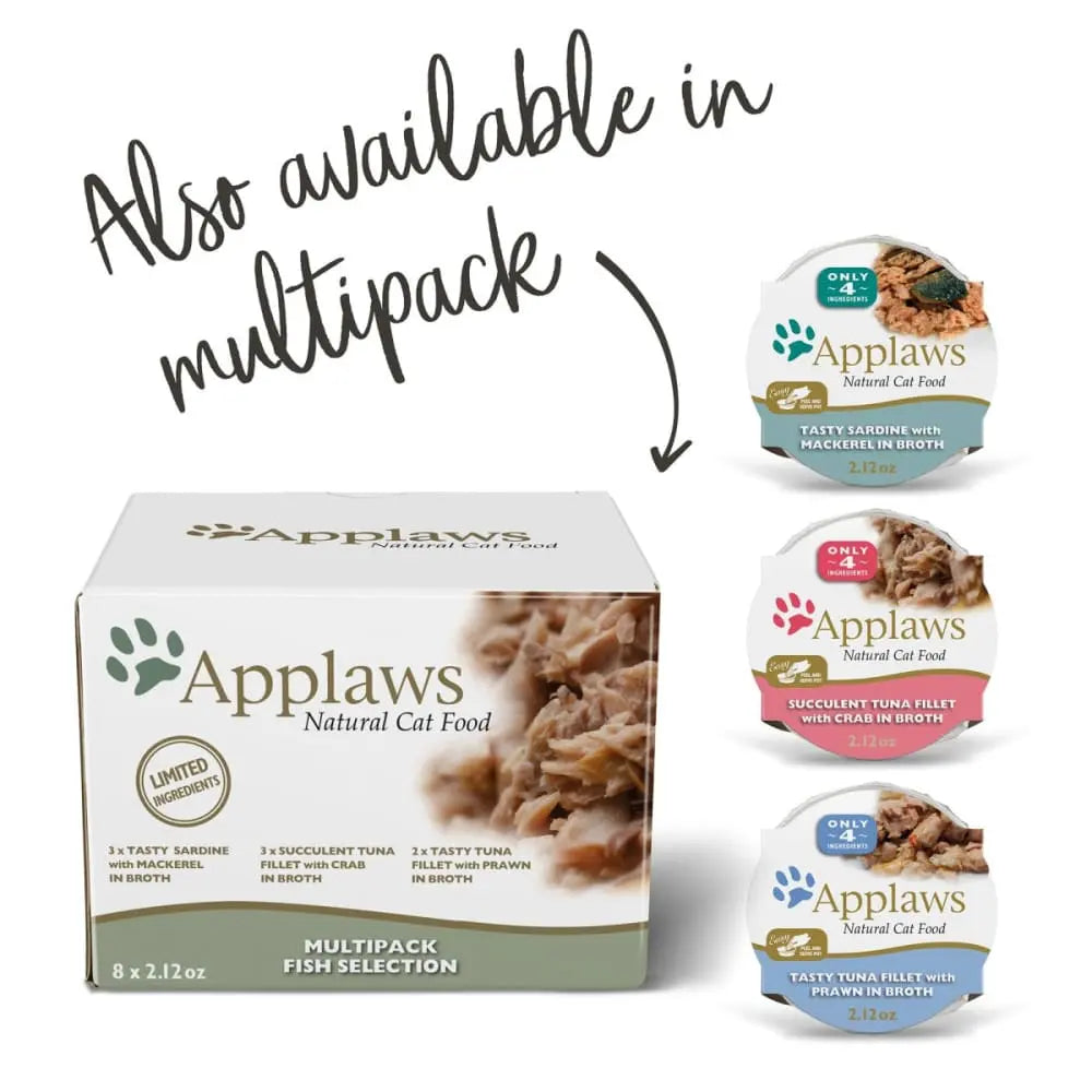 Applaws Premium Natural Wet Cat Food - Tuna Fillet with Prawn in Broth, 2.12 - ounce Recyclable Peel & Serve Pot
