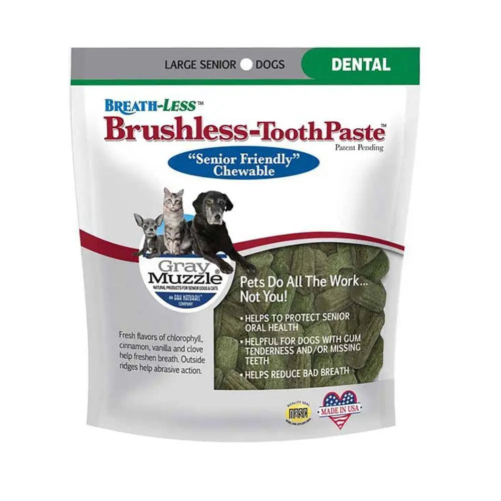 Ark Naturals Gray Muzzle Large 7.8 Oz Brushless Toothpaste Dog Dental Chews for Seniors