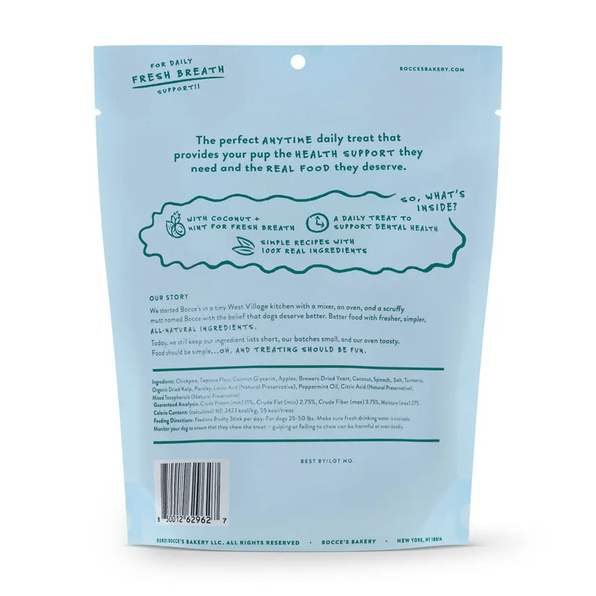 Bocce's Bakery Dailies Medium-Sized Dog Dental Treats - 13oz Brushy Sticks for Optimal Oral Health