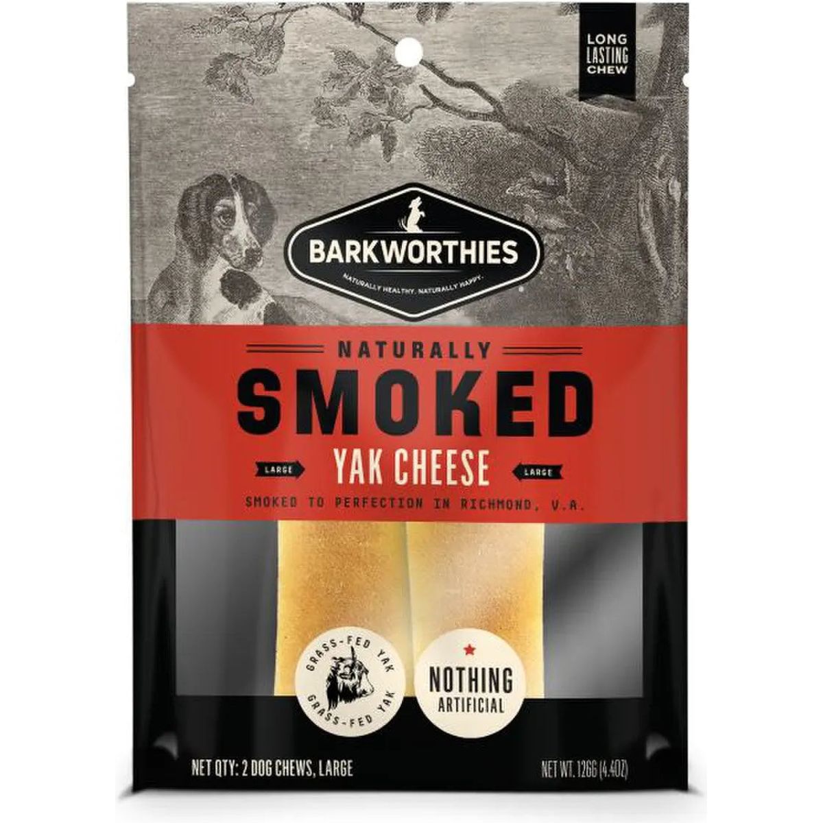 Barkworthies Large 2-Pack of Premium Smoked Yak Cheese Dog Treats for Canine Delight