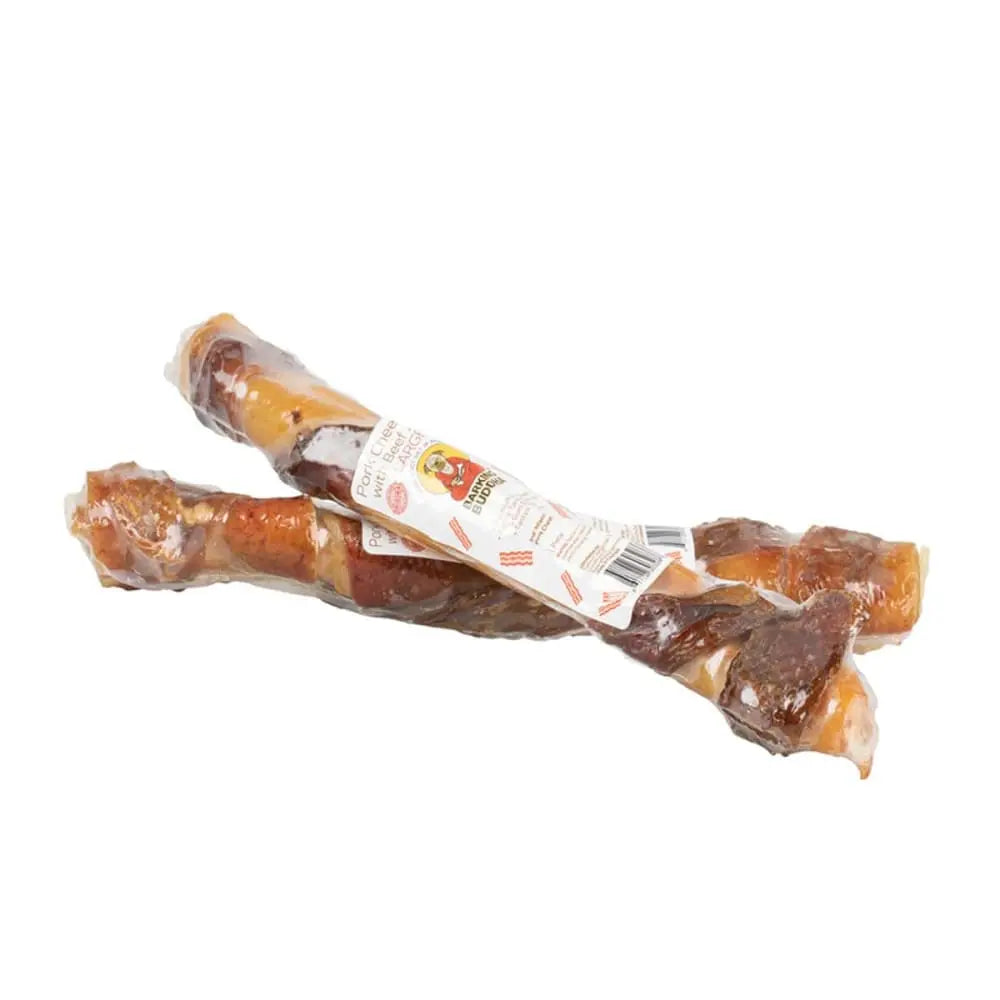 Large Barking Buddha Pork Cheek Rolls Wrapped in Beef Jerky - Case of 12