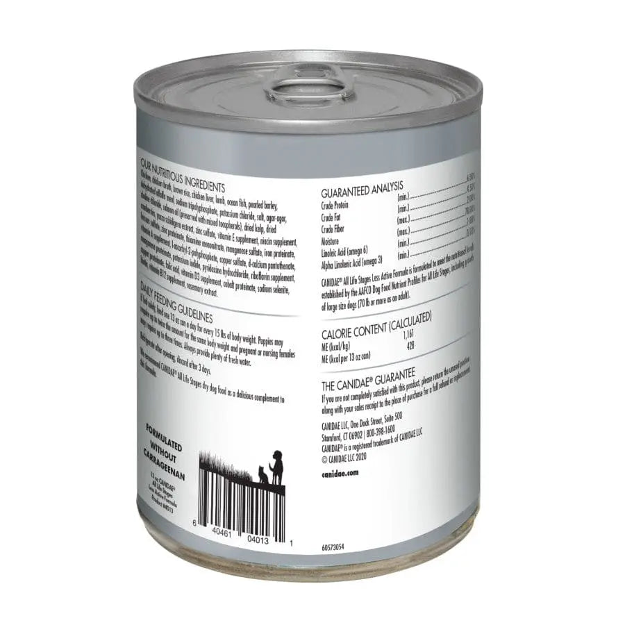 CANIDAE All Life Stages Canned Wet Dog Food with Chicken, Lamb & Fish for Less Active Dogs, Pack of 12 Cans, 13 oz Each