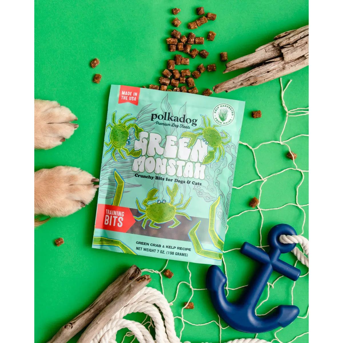 Polkadog Crunchy Green Monstah Training Bits - Ideal Treats for Dogs and Cats