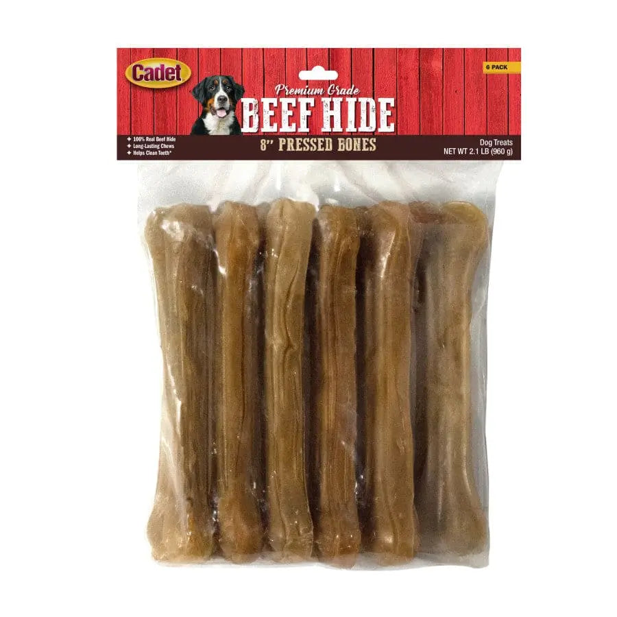 Cadet Premium Quality Pressed Beef Hide Bones - Ideal Dog Chews for Aggressive Chewers